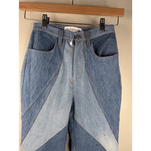 NEW EB DENIM Vien Straight Leg Patchwork Jeans Size S - Picture 5 of 8